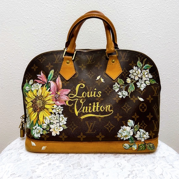 Authentic Louis Vuitton Alma Pm Handbag hand painted - Picture 5 of 14